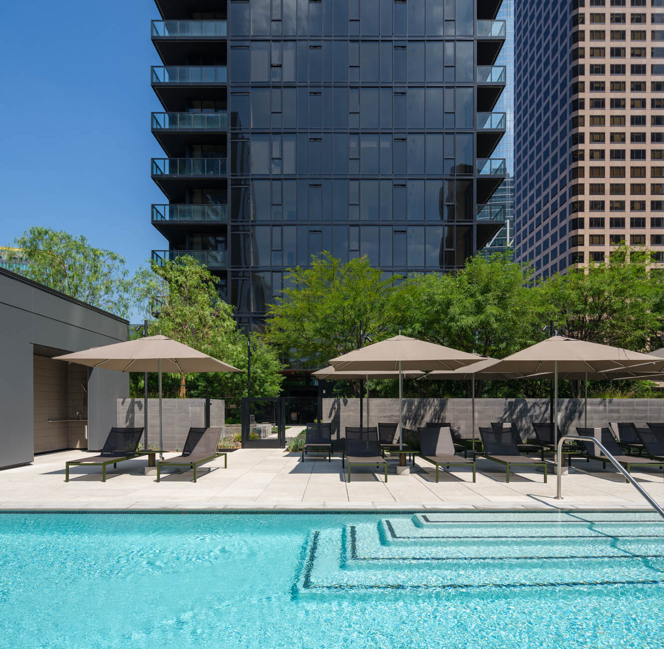 The pool at Beaudry apartments in downtown Los Angeles.