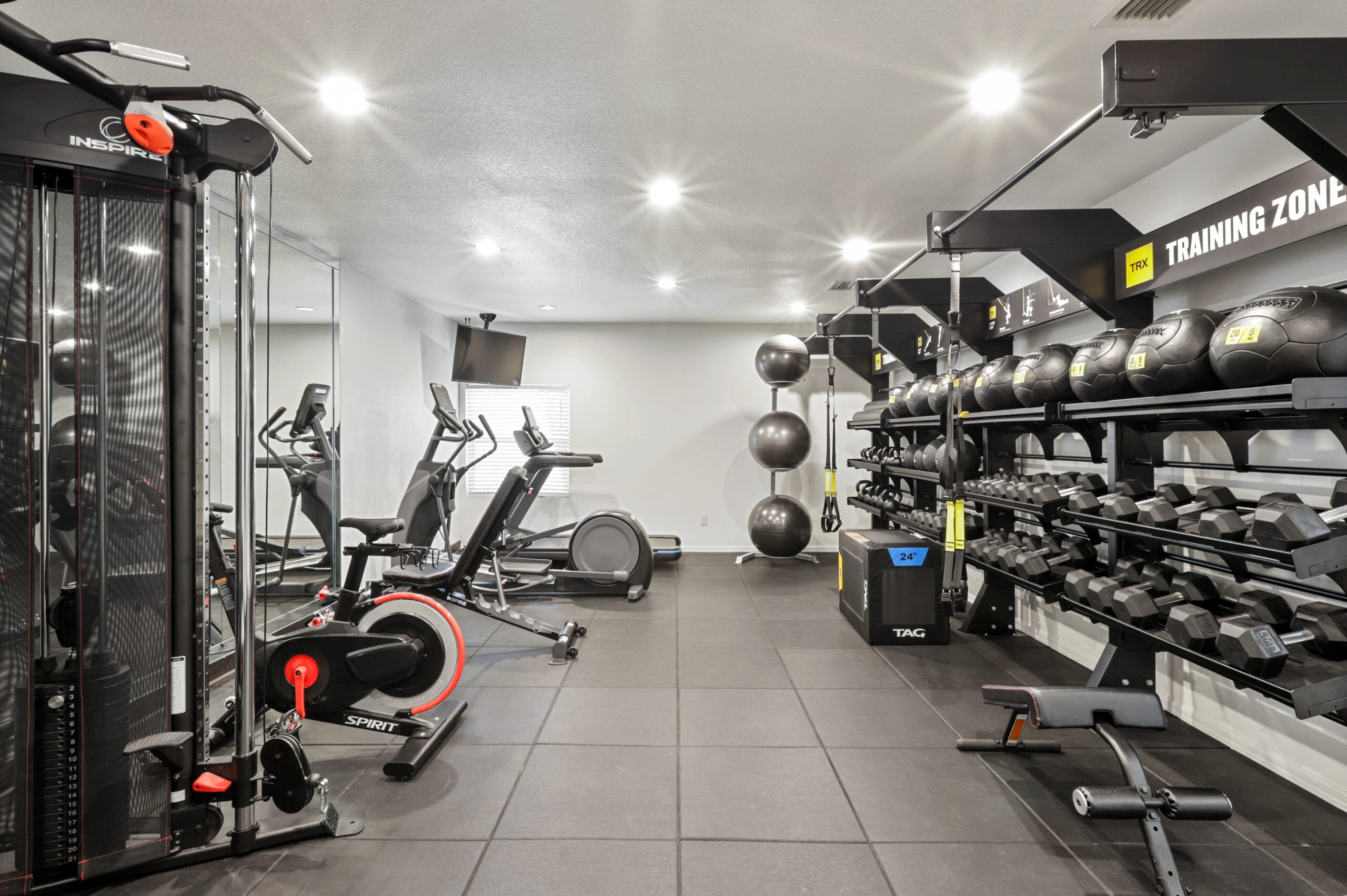 Fitness center with free weights