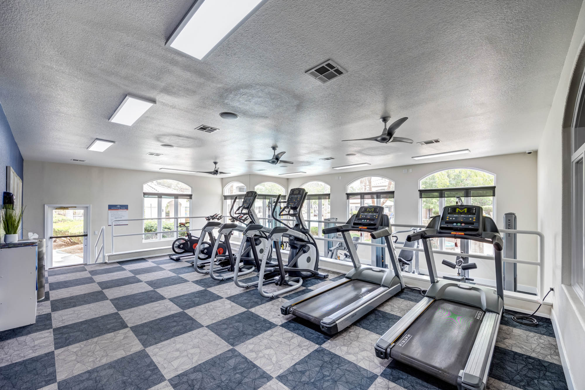The fitness center at Monaco Park apartments in Las Vegas.
